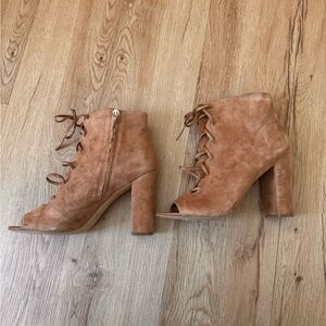 Sam Edelman Womens YVIE Suede Lace Up Heels Boots shoes
